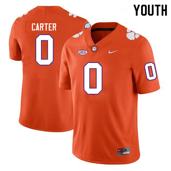 Youth #0 Barrett Carter Clemson Tigers College Football Jerseys Sale-Orange